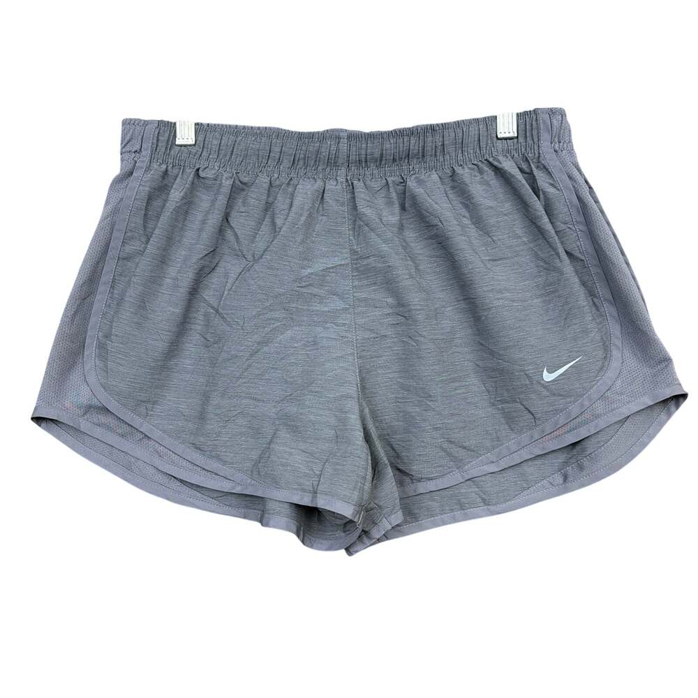 Nike Womens Shorts Gray Dri-Fit Running High Rise Mesh Side Lightweight Large